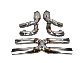 Sports exhaust silencer bypass x pipe with catalytic converters. Porsche 997.1 turbo - 99711102772 - 9M9711102772